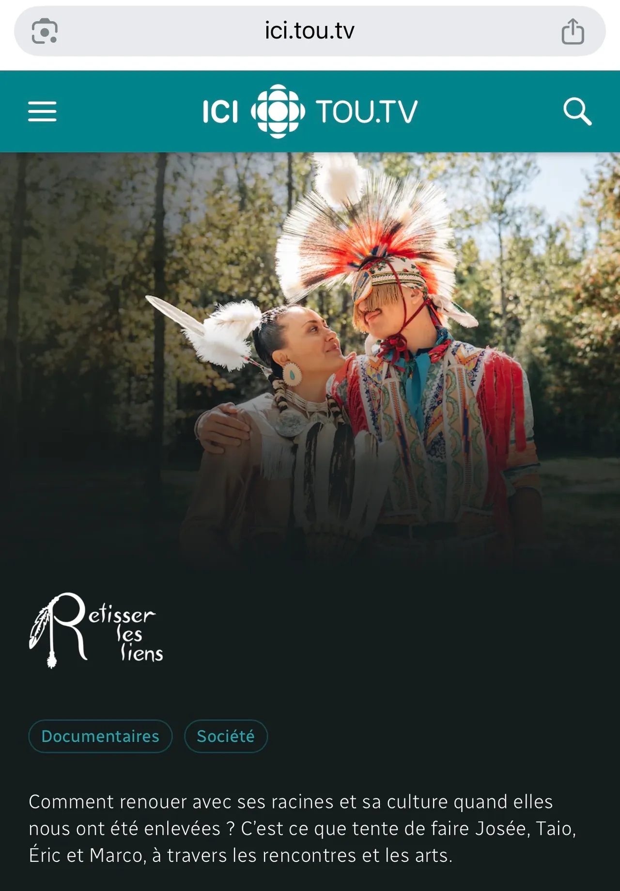 Capture d'écran d'une publication de tou.tv